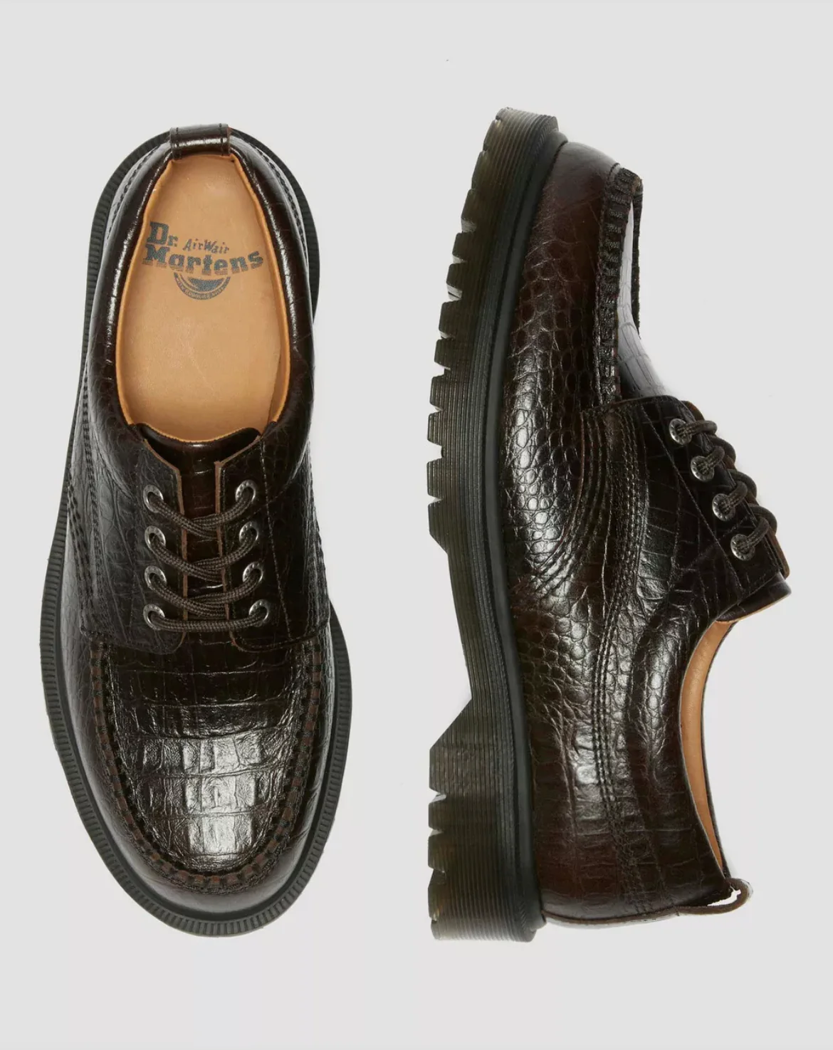 Dr. Martens Analine Leather Crocodile Embossed Moc Toe Shoe - Image 8