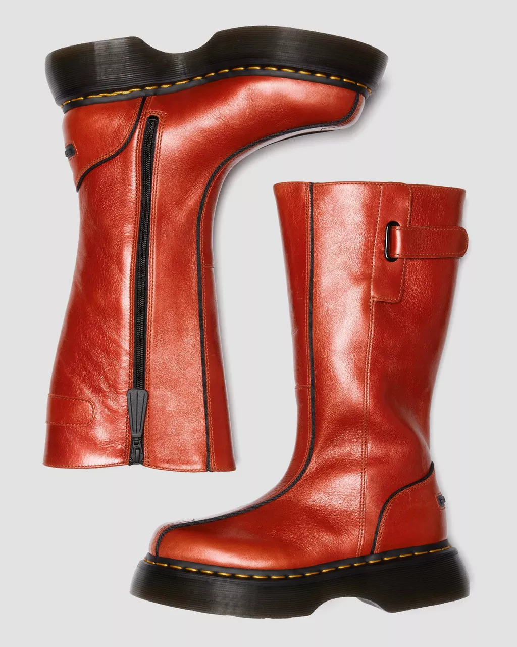 Dr. Martens Buzz Hi Eclipse Leather Boots - Flame Orange - Image 9