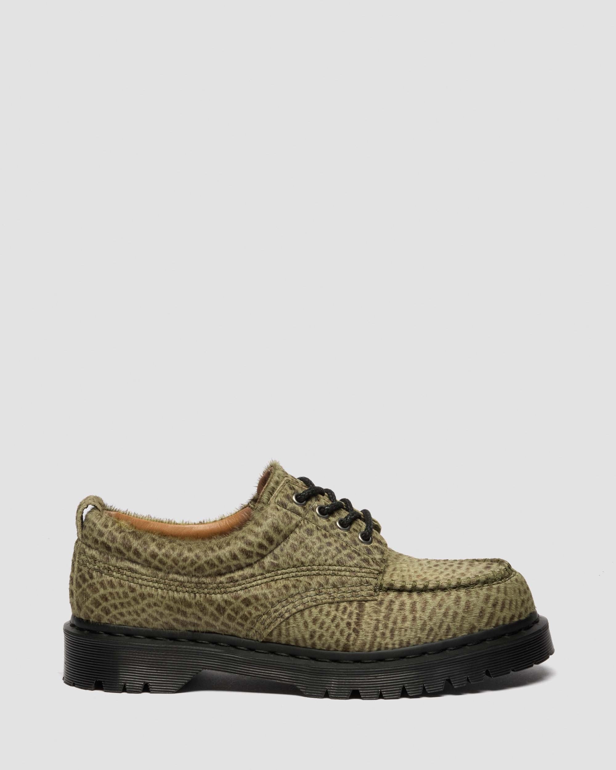 Dr. Martens Lowell Hair On Leather Moc Toe in Olive Green - Image 6