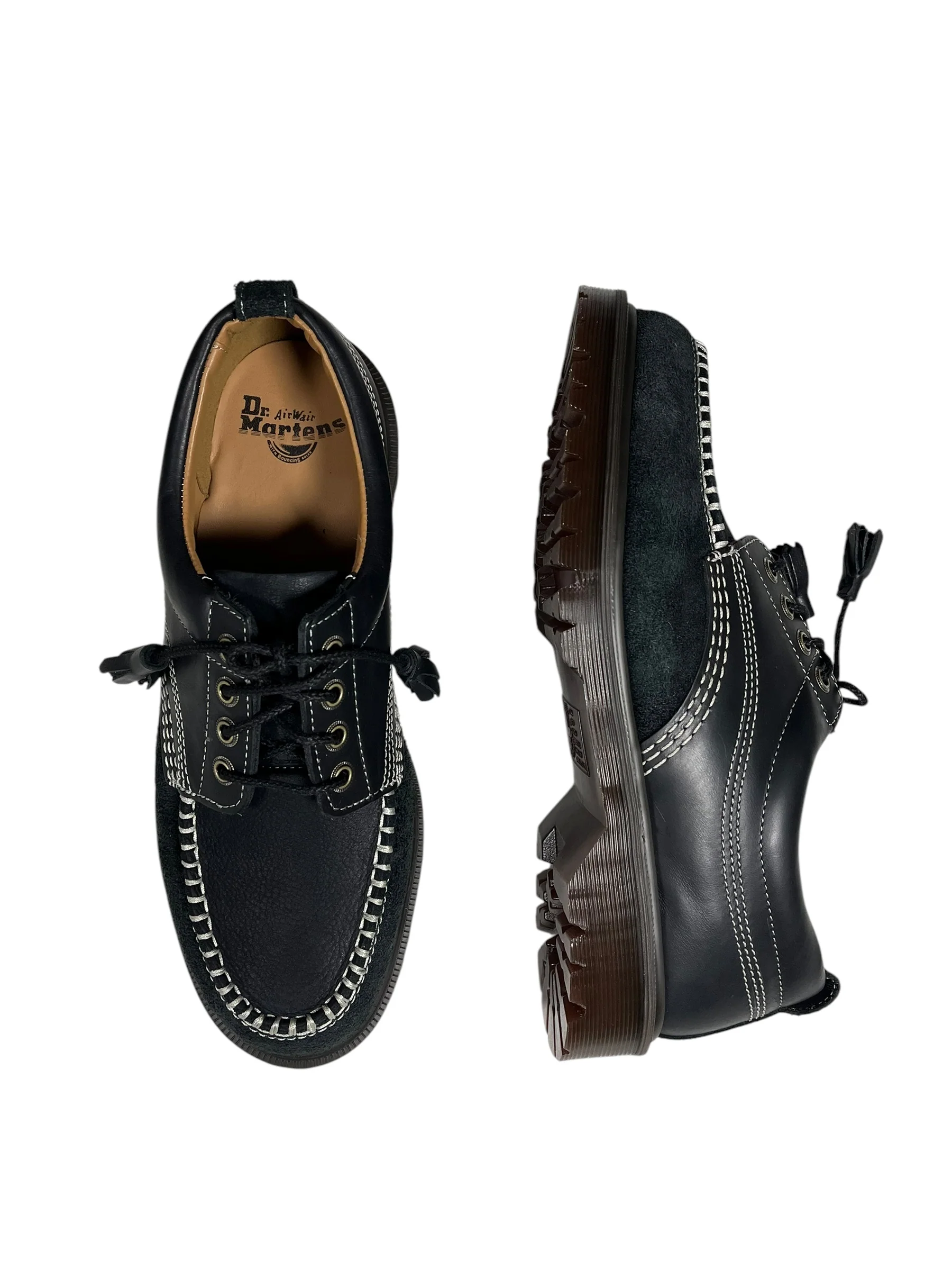 Dr. Martens Lowell Black Mixed Leather Material Moc Toe Shoe - Image 8