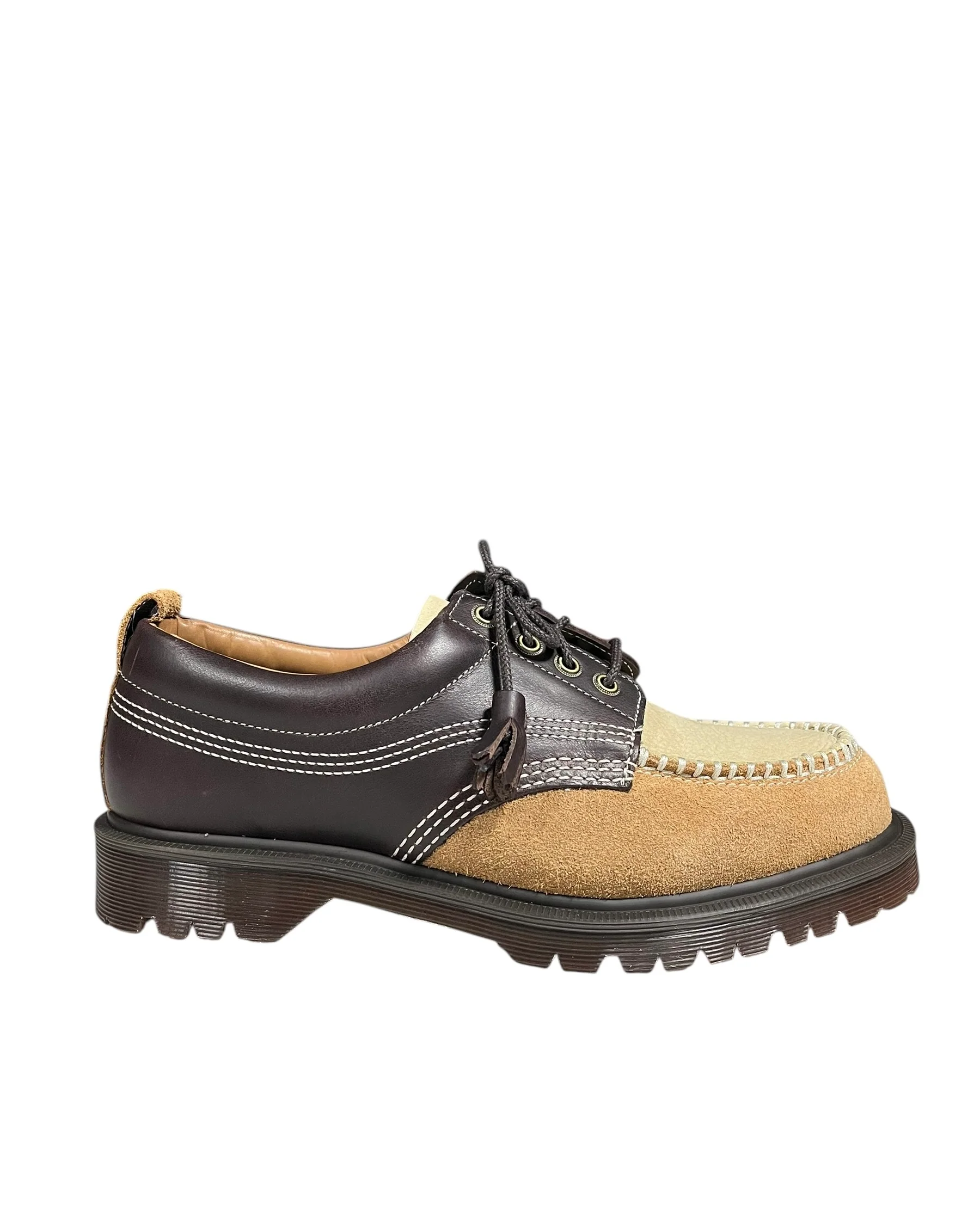 Dr. Martens Lowell Brown Mixed Leather Material Moc Toe Shoe - Image 5
