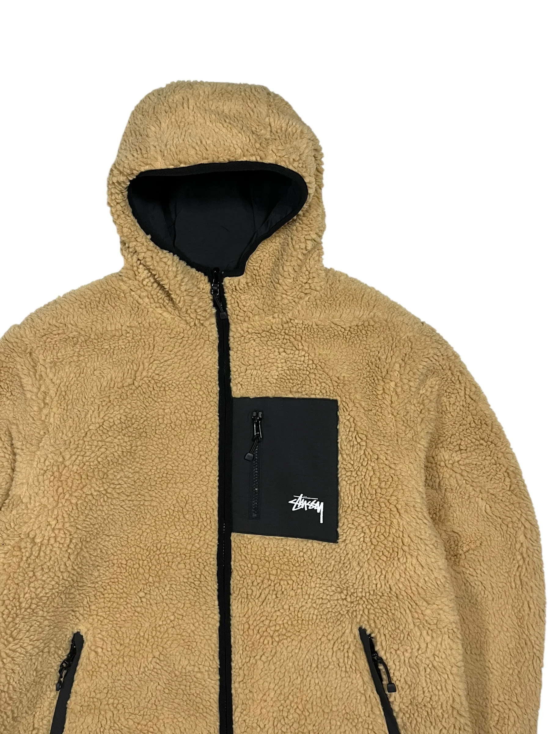 Stüssy Reversible Sherpa 8 Ball Jacket Tan - Image 3