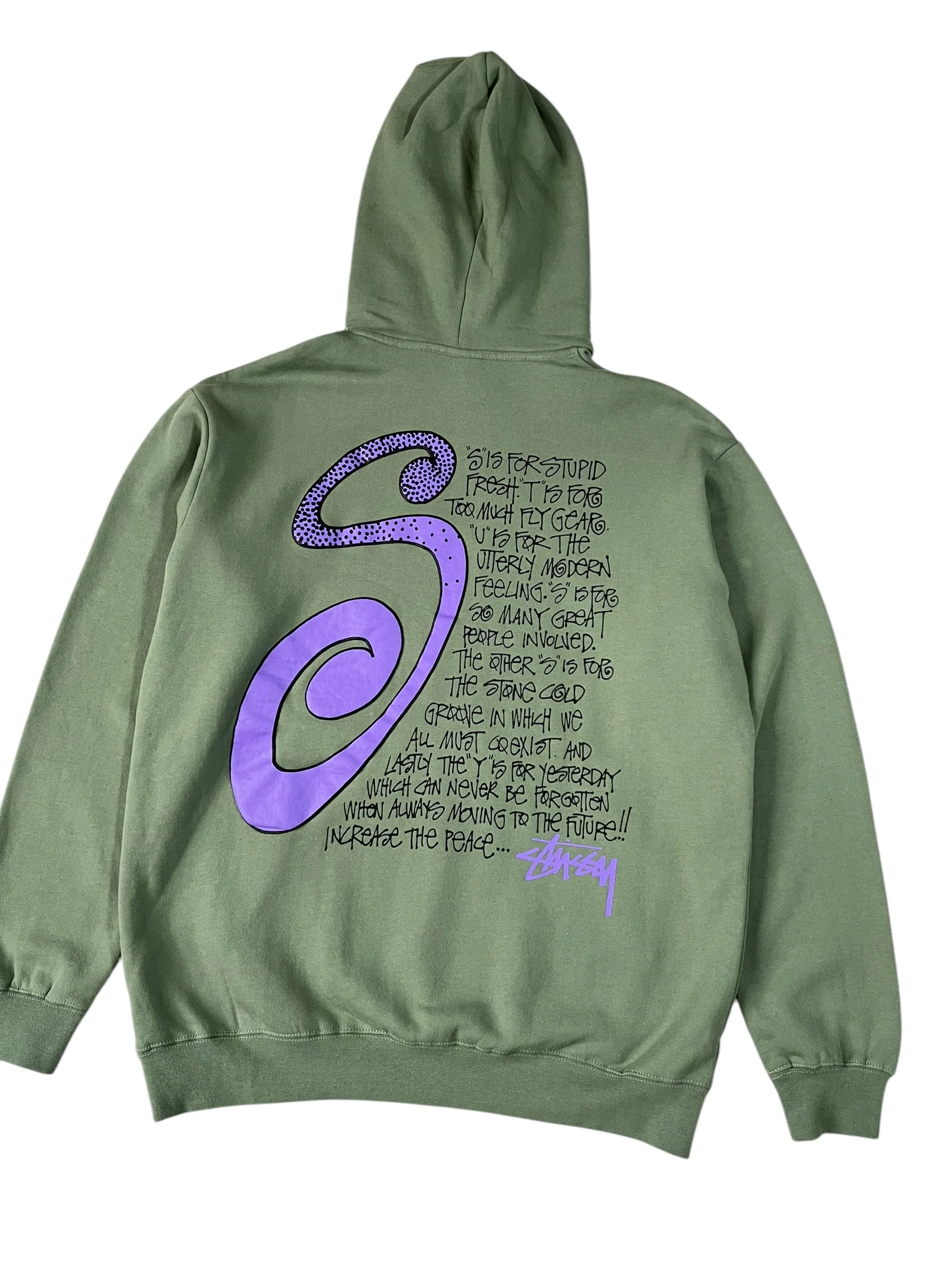 Stüssy "S is For" Hoodie Sage Green - Image 4